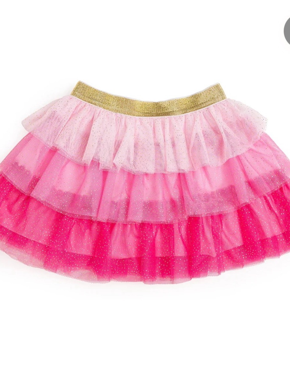 Sweet Wink Pink Petal Glitter Tulle Skirt with Gold Elastic Waistband